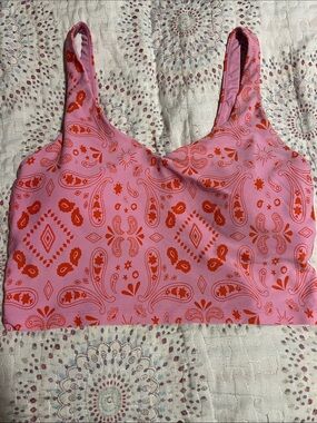 aerie Pink and Red Paisley Sports Bra